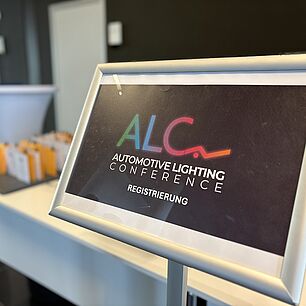 Schild der Registration der Automotive Lighting Conference 2026